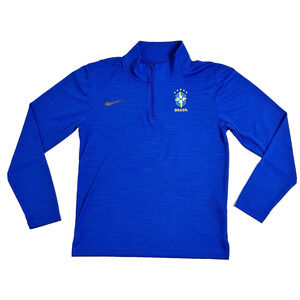 Nike Men's Dri Fit Intensity 1/4 Zip Soccer Futbol Pullover Brazil CBF Blue Sz S